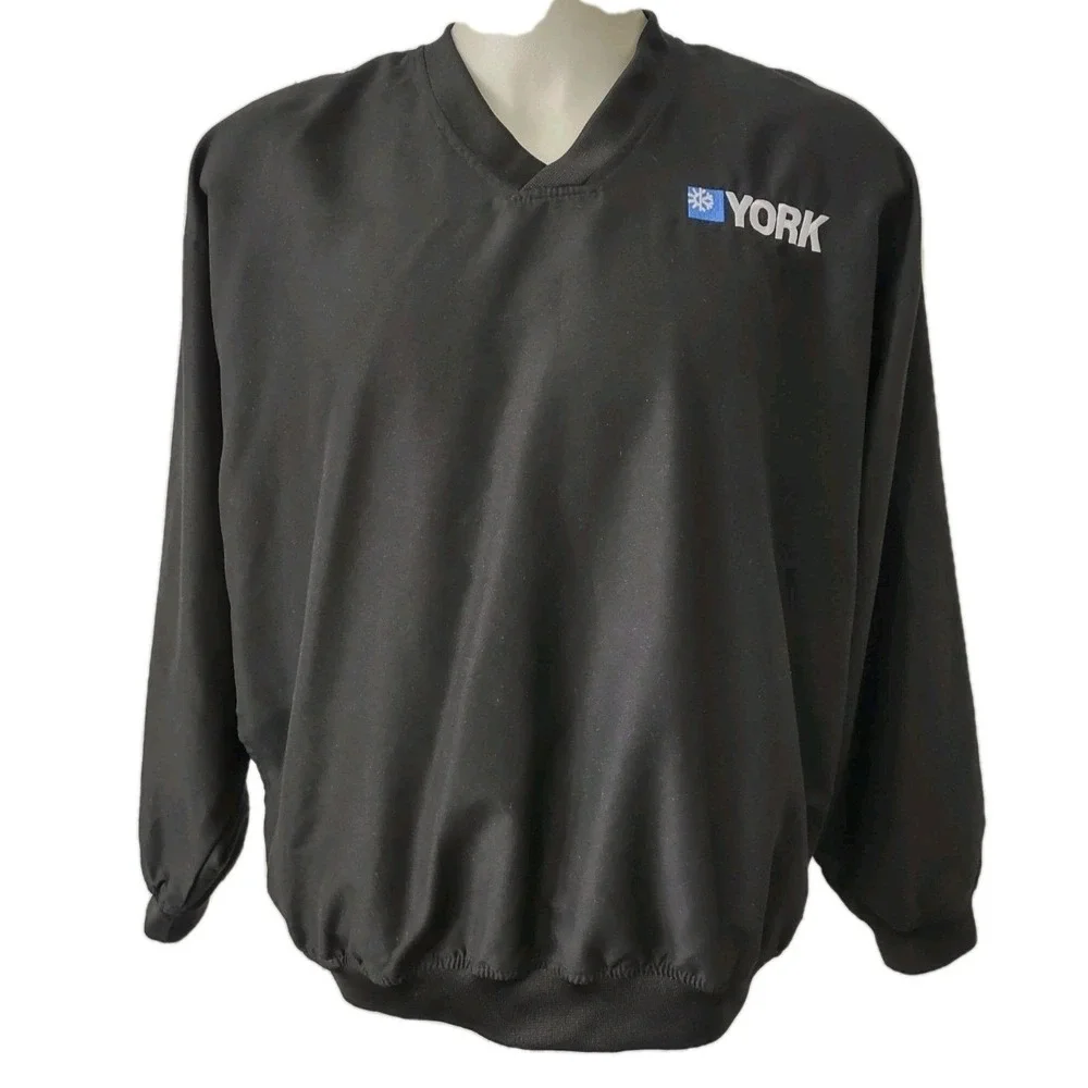 Badger Sport Windbreaker Pullover Large Mens York Logo Black V-Neck Gorp‎ Core